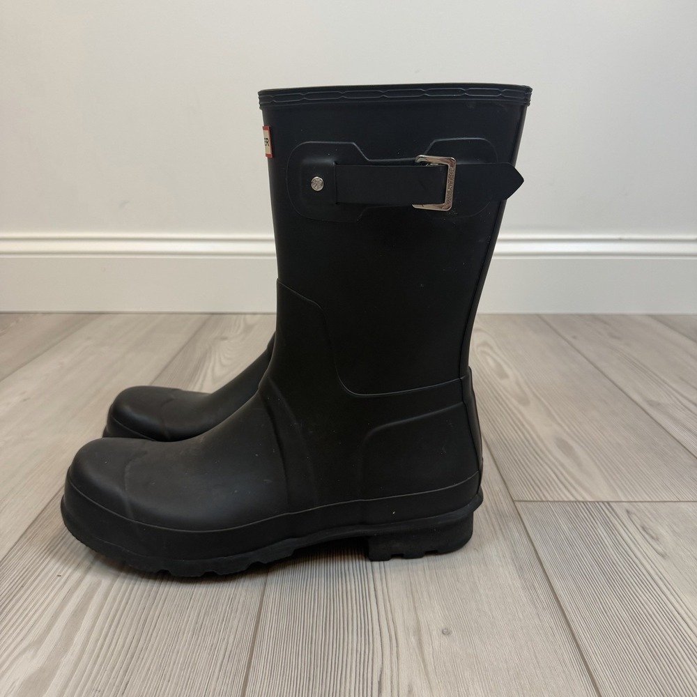 Hunter Original Short Waterproof Rain Boots in Black Men's US Size 12